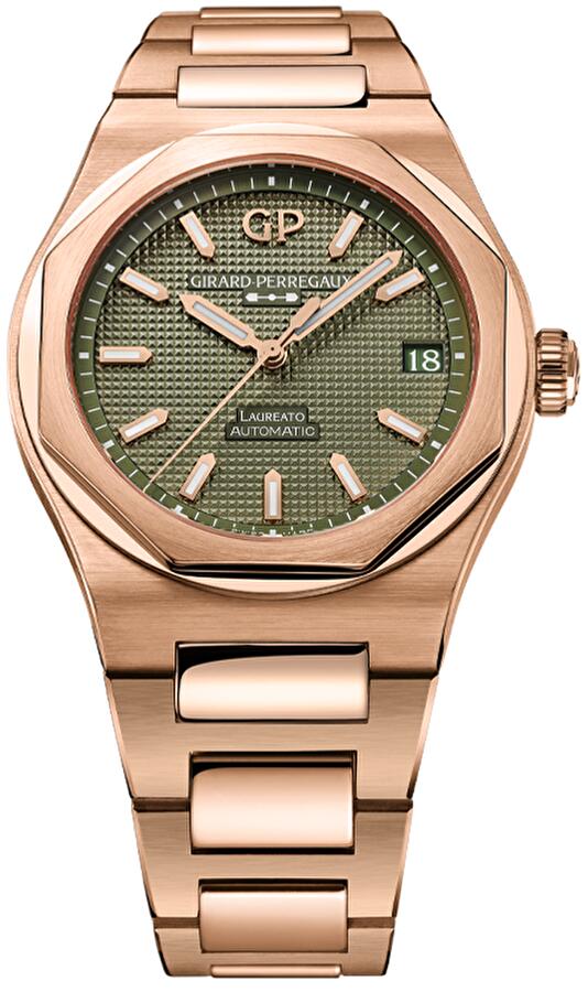 Girard-Perregaux 81010-52-3333-1CM (810105233331cm) - Laureato 42 mm Pink Gold Sage Green