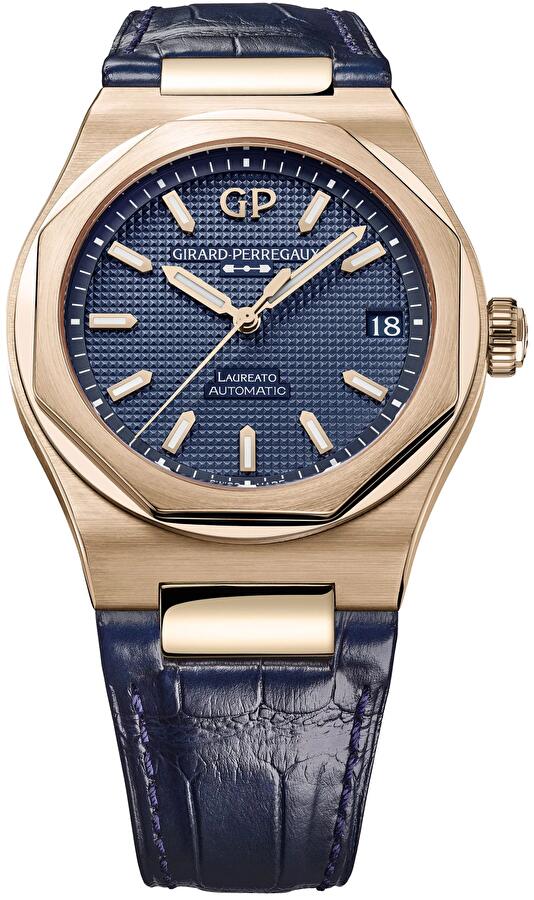 Girard-Perregaux 81010-52-436-BB4A (8101052436bb4a) - Laureato 42 mm Pink Gold Ultramarine Blue