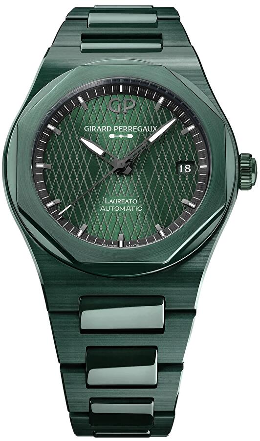 Girard-Perregaux 81005-32-3080-1CX (810053230801cx) - Laureato 38 mm Green Ceramic Aston Martin Edition